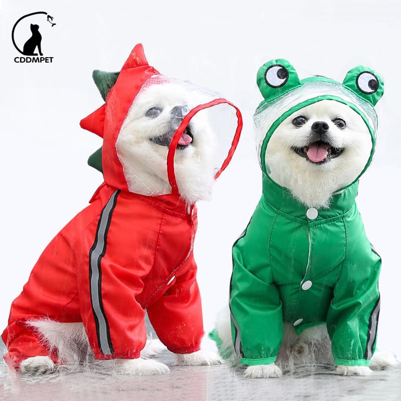 Capa De Chuva Cachorro Refletiva com Capuz Para Cães Pequeno Grande Macacão À Prova D'água Jaquetas