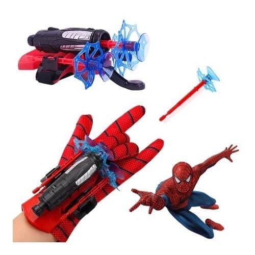 Kit 2 Luva Lançador de Teia Homem Aranha Brinquedo Infantil Lança Dardo com Ventosa