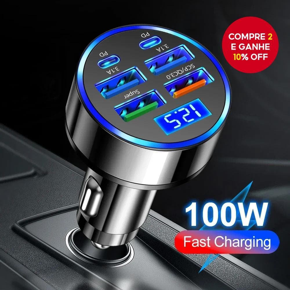 Adaptador De Carregador De Carro Rápido De Alta Velocidade Para iPhone Samsung Xiaomi Carregamento