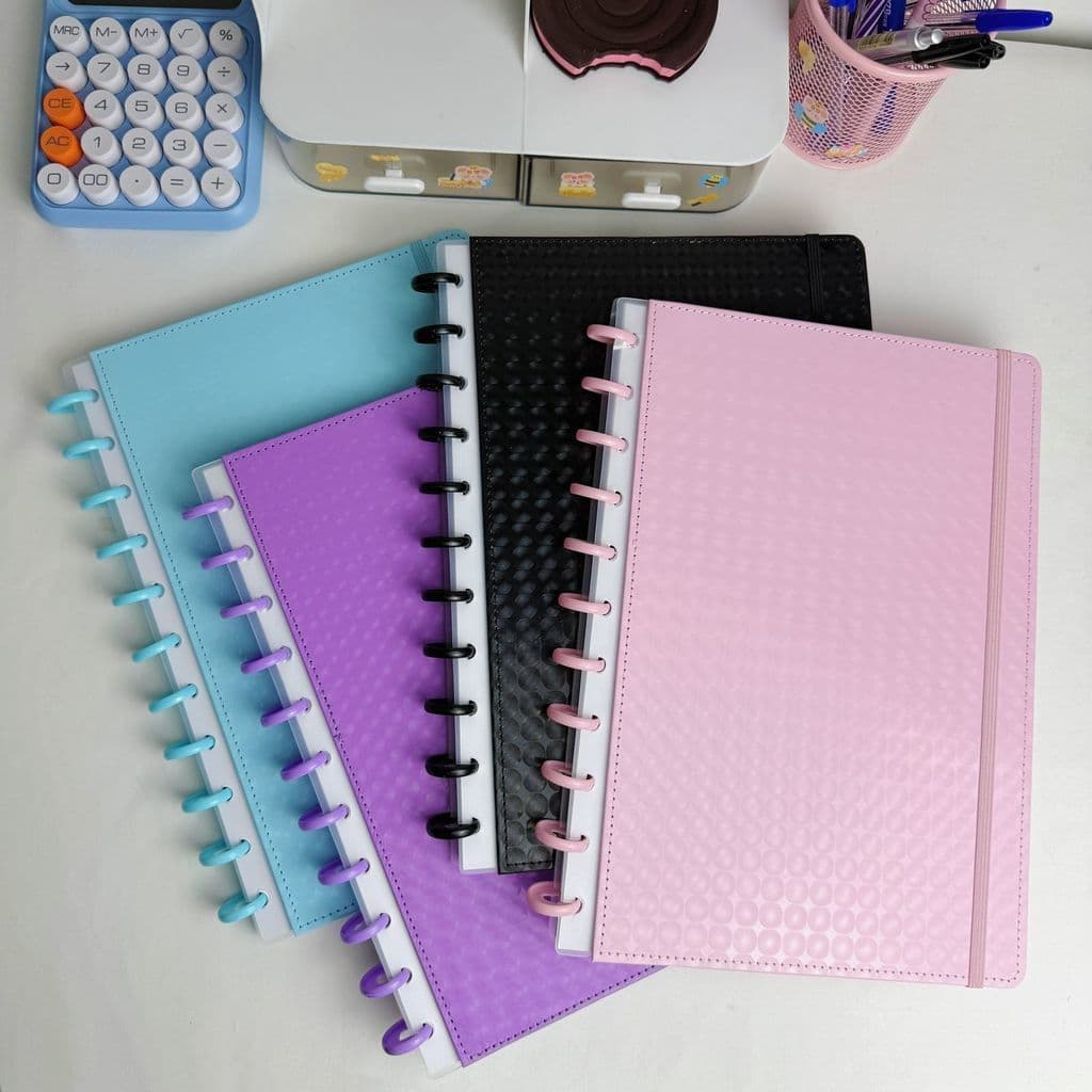 Caderno Inteligente Universitário Reutilizável – 8/10/11 Discos | Design Lisa com Reflexos 3D