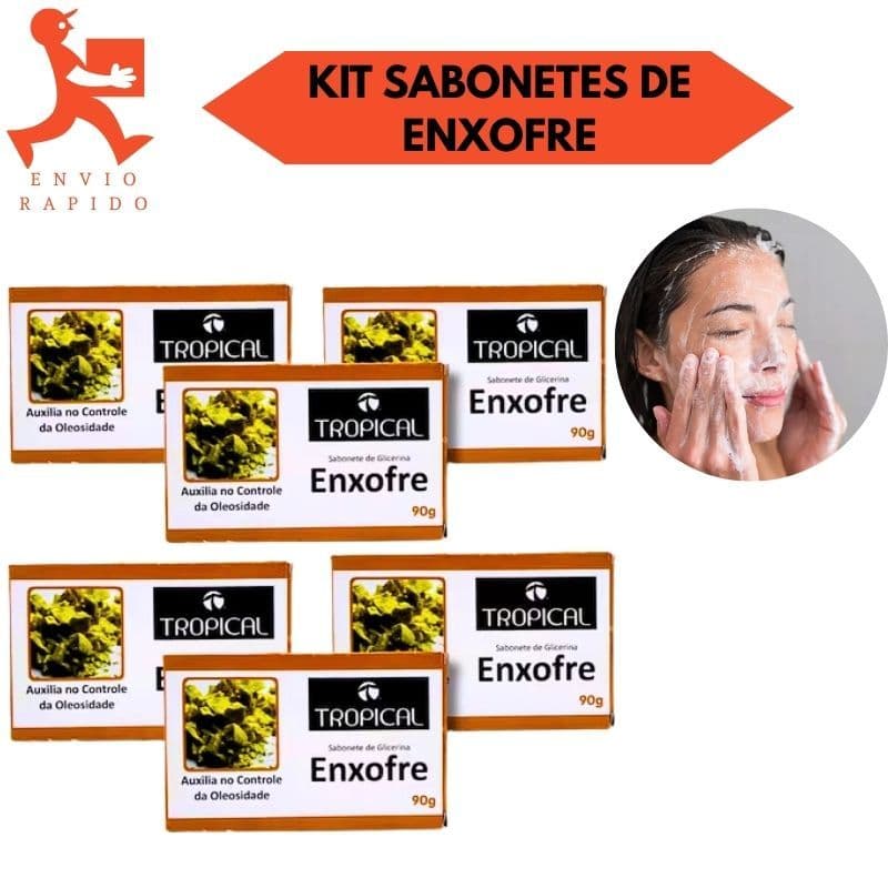 Kit Sabonetes Enxofre Em Barra 90G Tropical Tratamento E Controle De Oleosidade E Acne