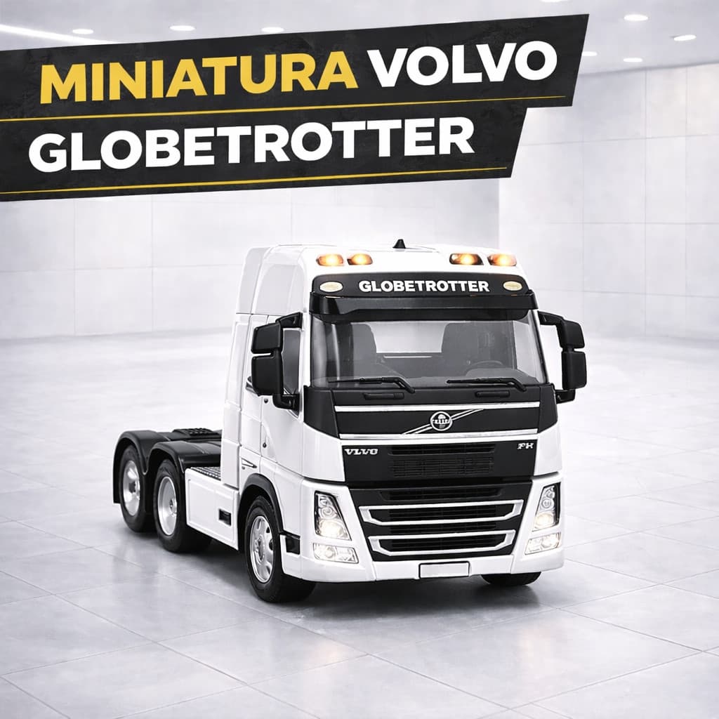 Miniatura de Ferro Caminhão Volvo Toco Globetrotter 1:50 Com Som E Luz A Fricção