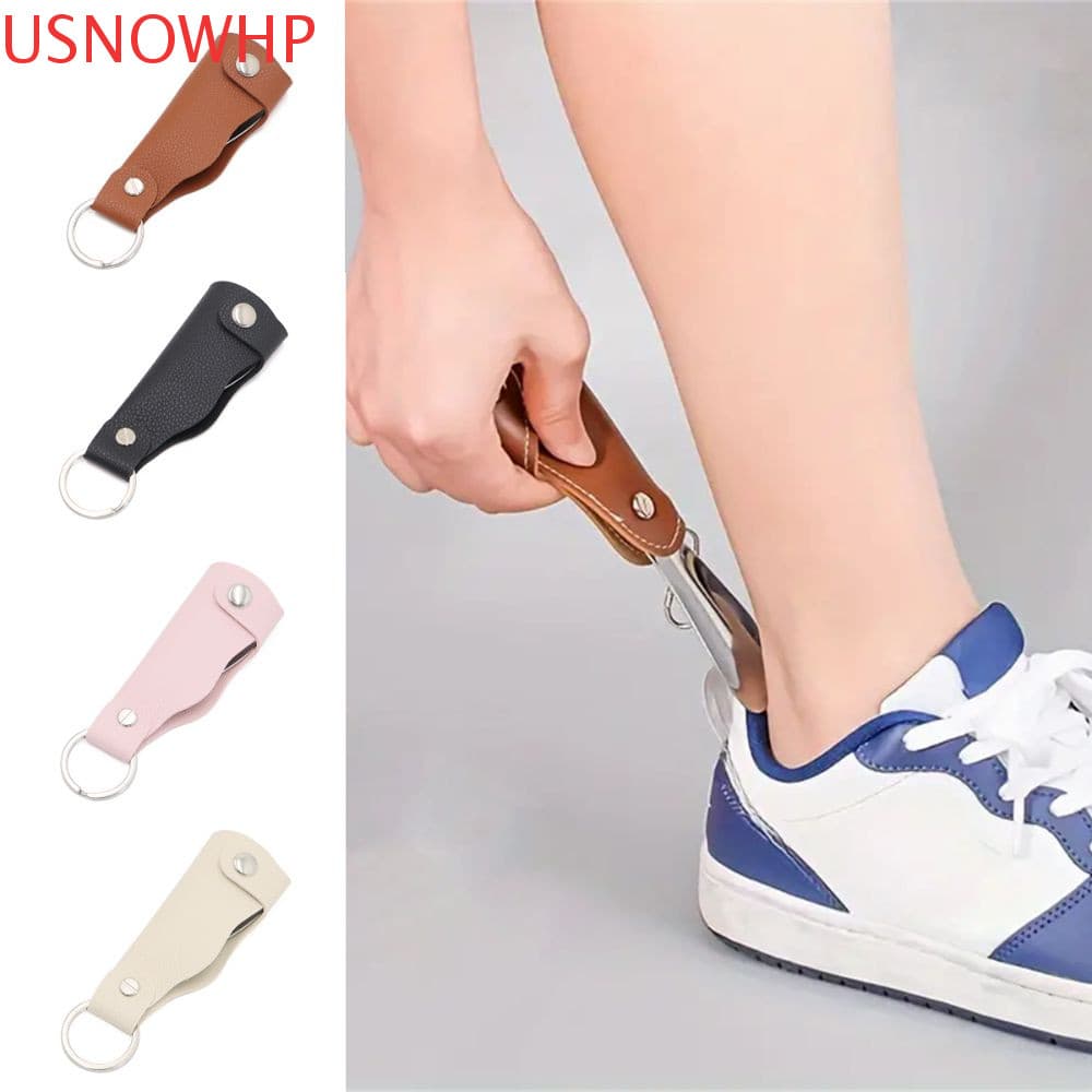 Chaveiro De Calçadeira USNOWHP , Mini Levantador De Sapato Fácil De Segurar , Buzina De Aço Inoxidável De Couro PU Com A