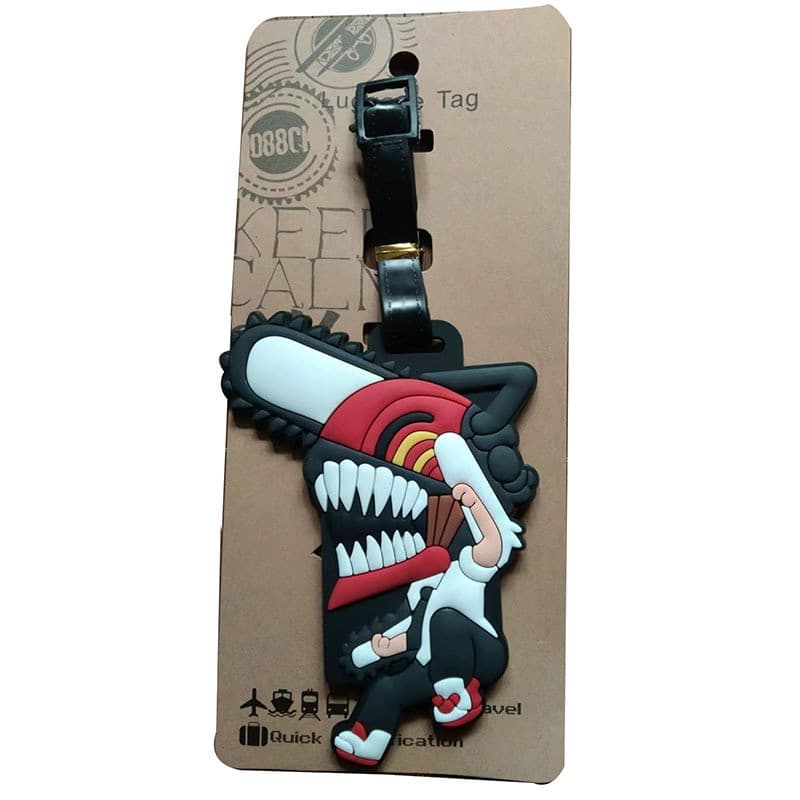 Etiqueta de bagagem fofa indispensável para viagem, ataque em titã, feitiço, luta, casa de brincar, motosserra, homem Ne