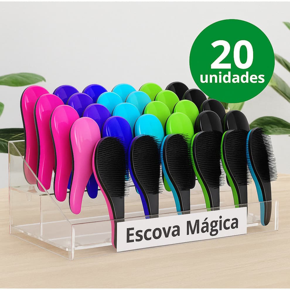 Kit 20 Escovas Mágicas Anti Frizz Desembaraçadora – Cores Sortidas ou Escolha a CorJFMM