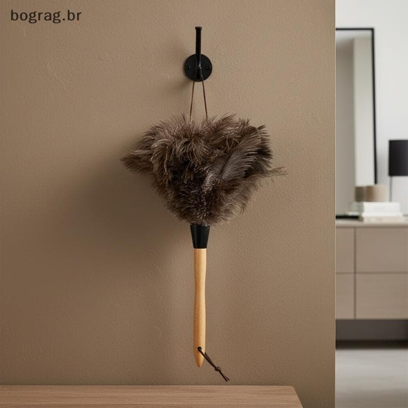 bograg Espanador De Penas Com Cabo De Madeira , Antiestático Para Remoção De Poeira Avestruz , Escova De Pele Ferramenta