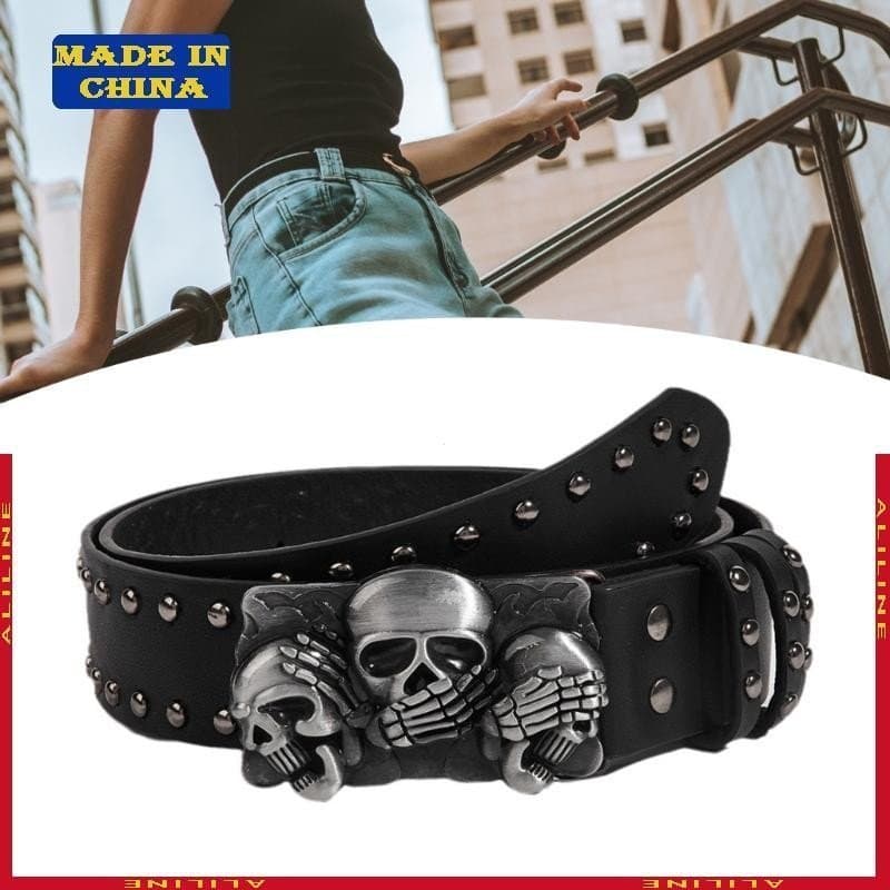 Crânio Fivela Cintura Corrente Punk Studded Chain Cowboy Cinto