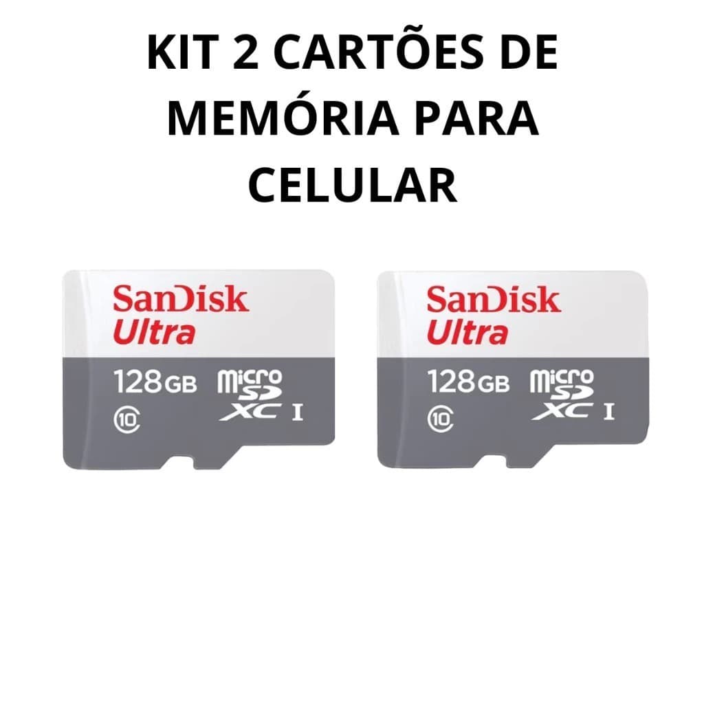 Kit 2 cartões de memória 128gb ultra muito mais memória smartphone