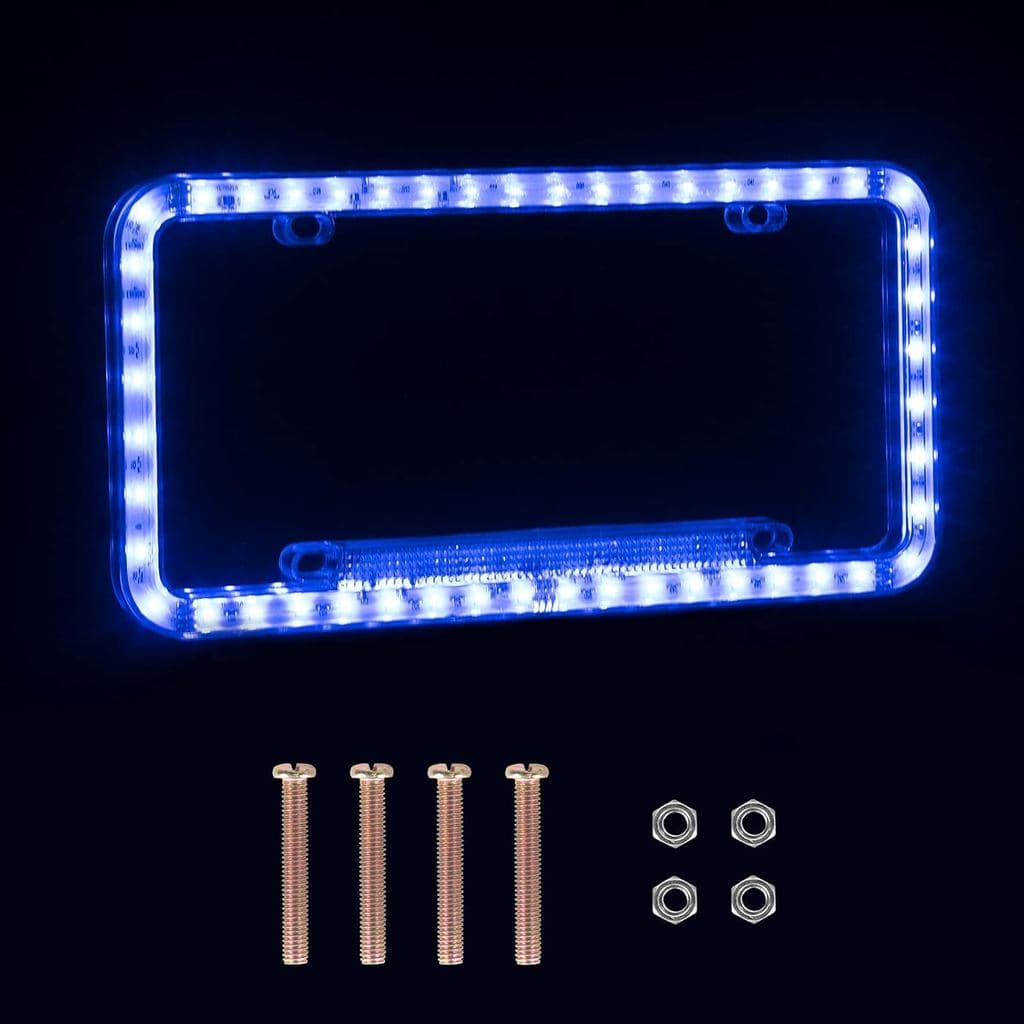 Moldura de Placa de Licença Auto 12 V 54 LED Luz Colorida Capa de Placa de Acrílico, 1 - Pacote, Luz Azul
