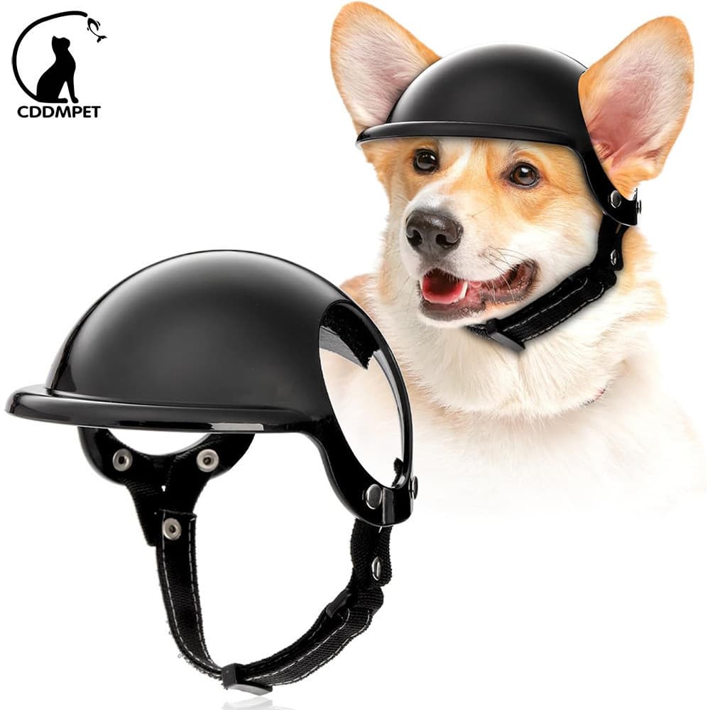 Capacete De Cachorro Para Cães Pequenos Motocicleta Com Furos As Orelhas Chapéu De Segurança Alça Ajustável
