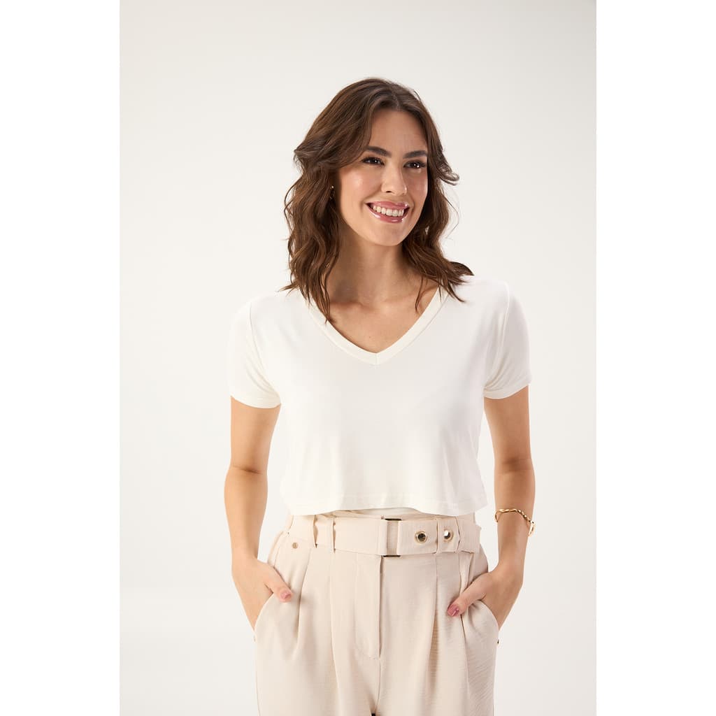 BLUSA DE AMAMENTAÇÃO GOLA V OFF WHITE