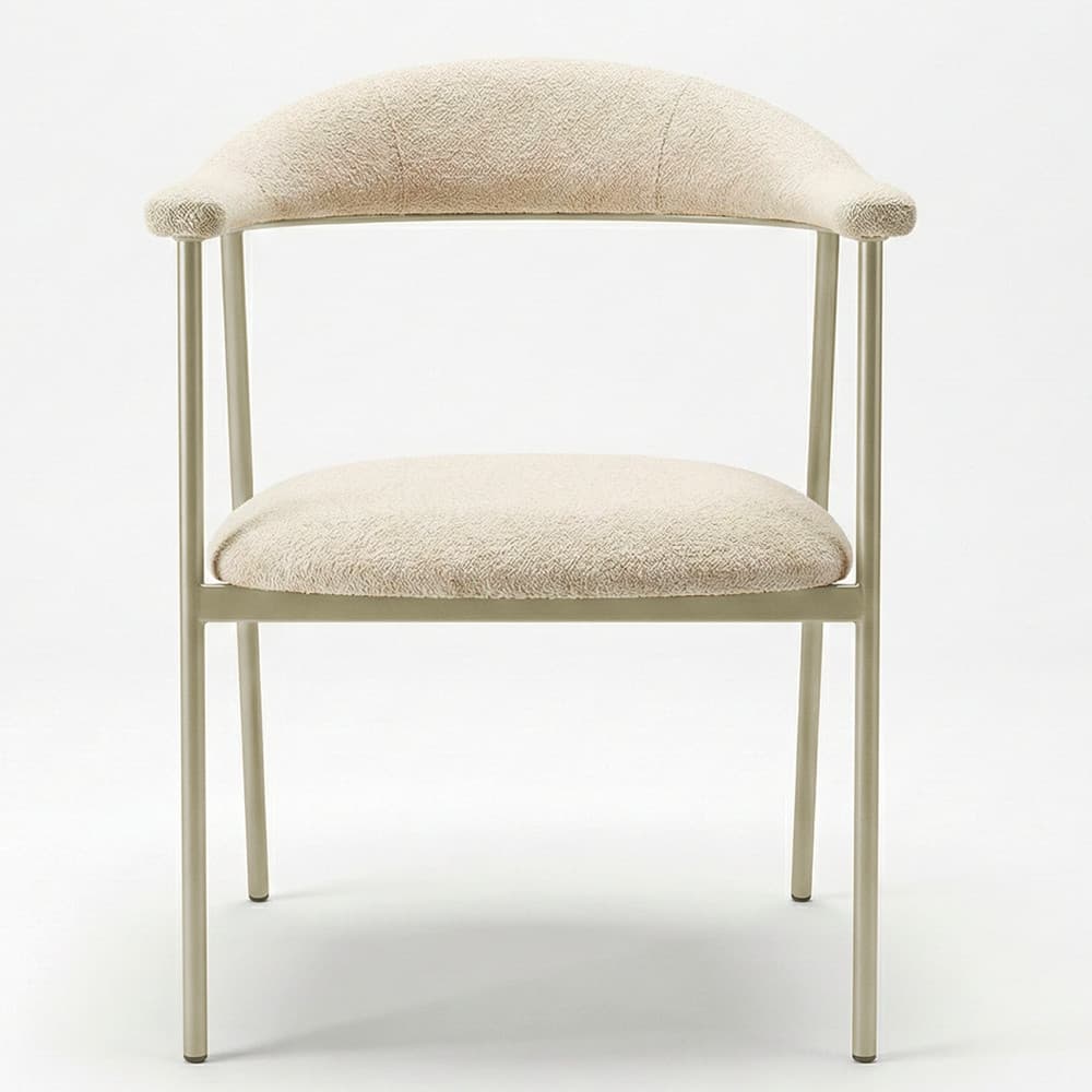 Cadeira de Mesa de Jantar Bouclé Luxuosa Base Ferro Moderna
