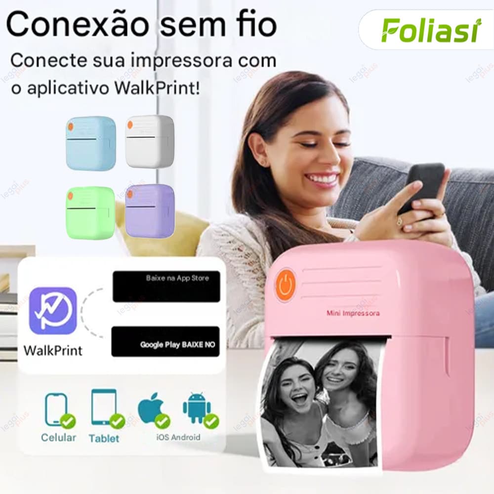 Nova impressora térmica sem fio: suporta impressão fotográfica sem fio,compatível com sistemas Android e iOS