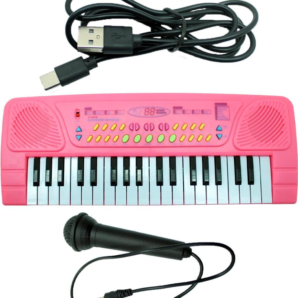 Teclado Semi Profissional Eletrônico Com Microfone 37 Teclas