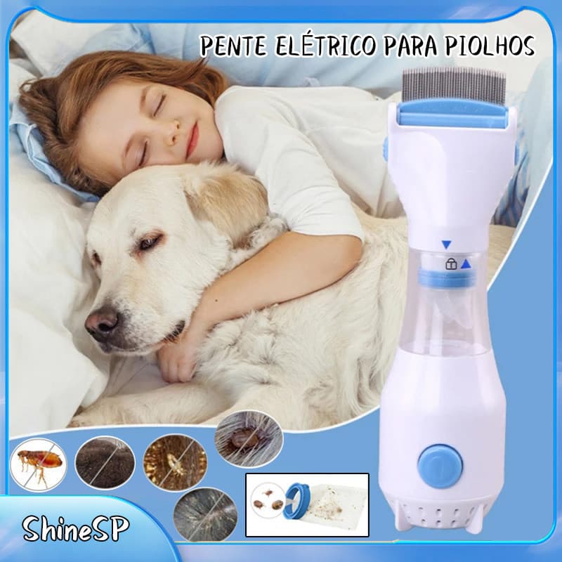 Pente Elétrico Multifuncional Para Piolhos Criança Cachorro E Gato Uso Seguro Sem Químicos