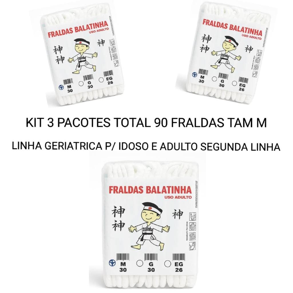 kit 3 Fraldas Segunda Linha Geriátrica Adulto Tam M 90un