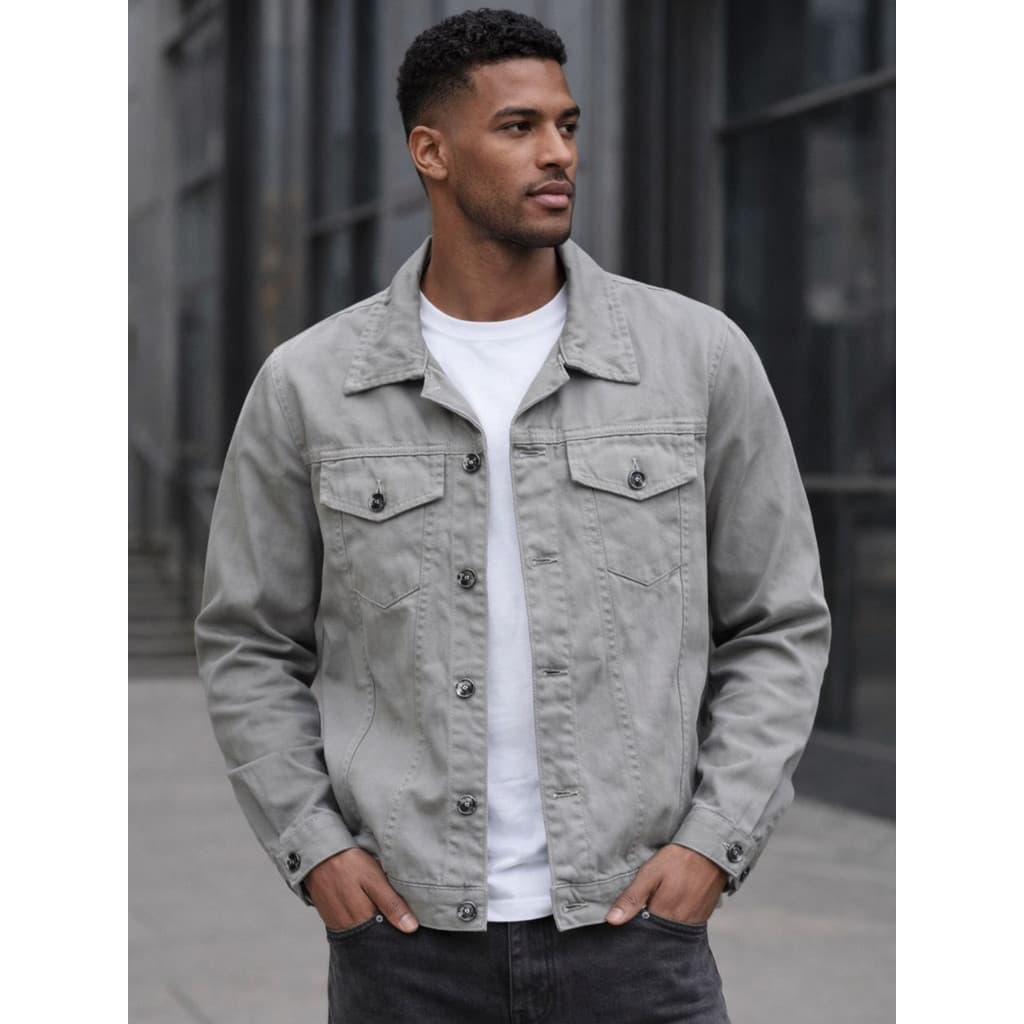 Jaqueta Jeans Masculina Destroyer Rasgada 100% Algodão Com Bolsos funcionais