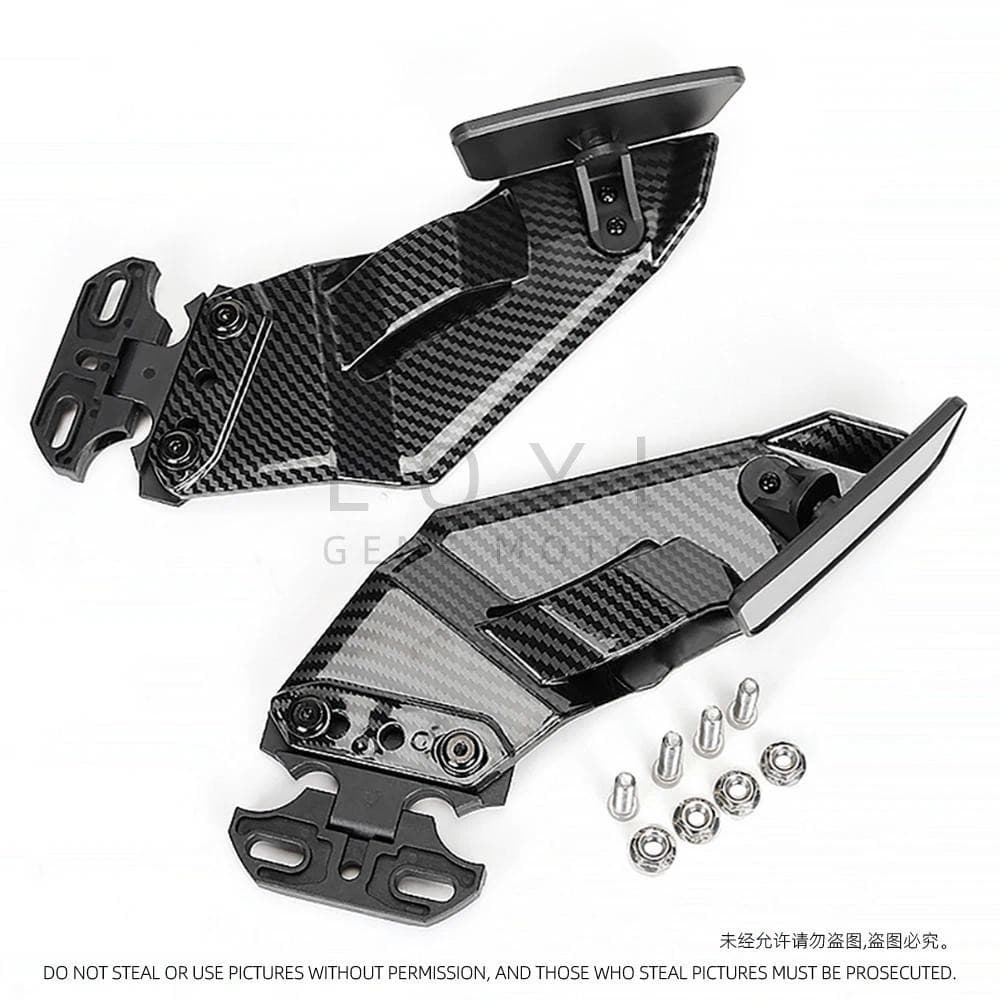 Universal De Fibra Carbono Preto Ajustável Asa Lateral Spoiler Carenagem Com Espelhos Retrovisores Para Honda Kawasaki S