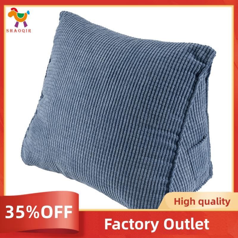 Almofada De Encosto De Leitura Cunha Volta Lombar Cama Cadeira Resto Travesseiro De Apoio (Azul)