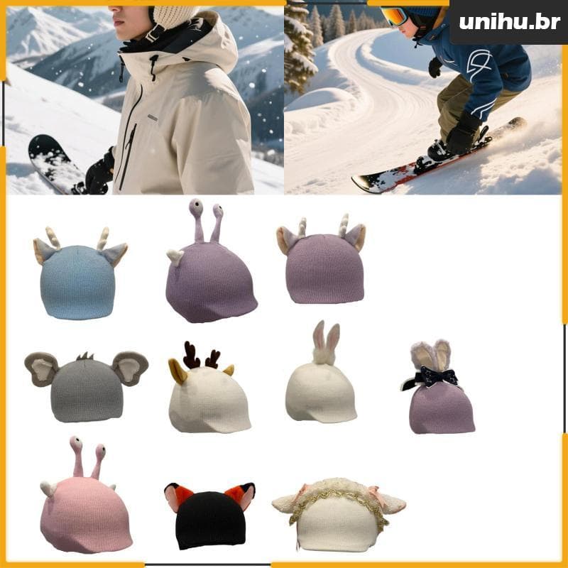 [Unihu] Capa Para Capacete De Esqui Fofa Macia Protetora Snowboard E Acessório De Malha Chapéu Decoração Skate