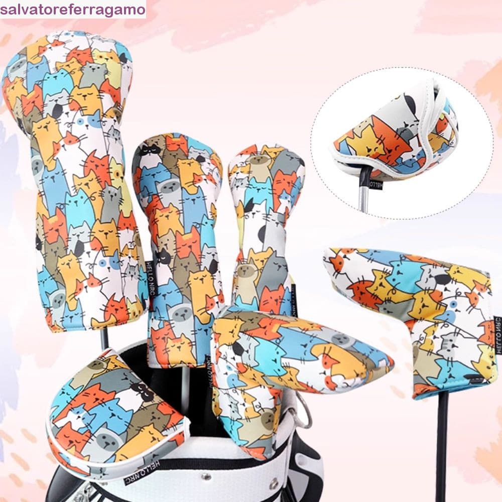 Capa De Cabeça De Golfe SALVATOREFERRAGAMO , Taco À Prova D'água De Couro PU , Padrão De Gato Graffiti