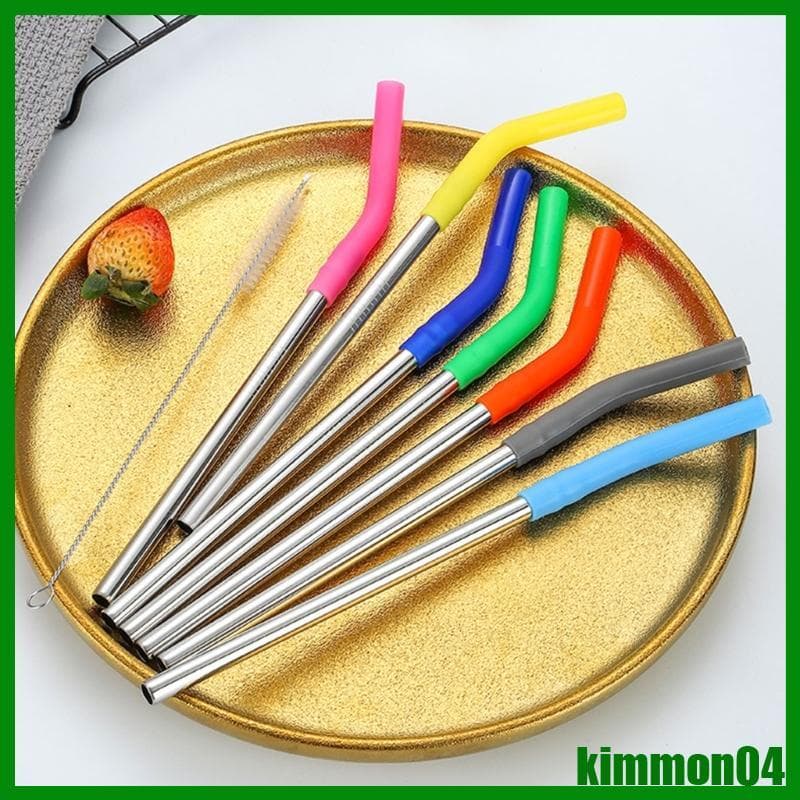 kim 10 Pcs 304 Tampa Palha Aço Inoxidável Silicone Adequada Para Bocal 8mm Conjunto