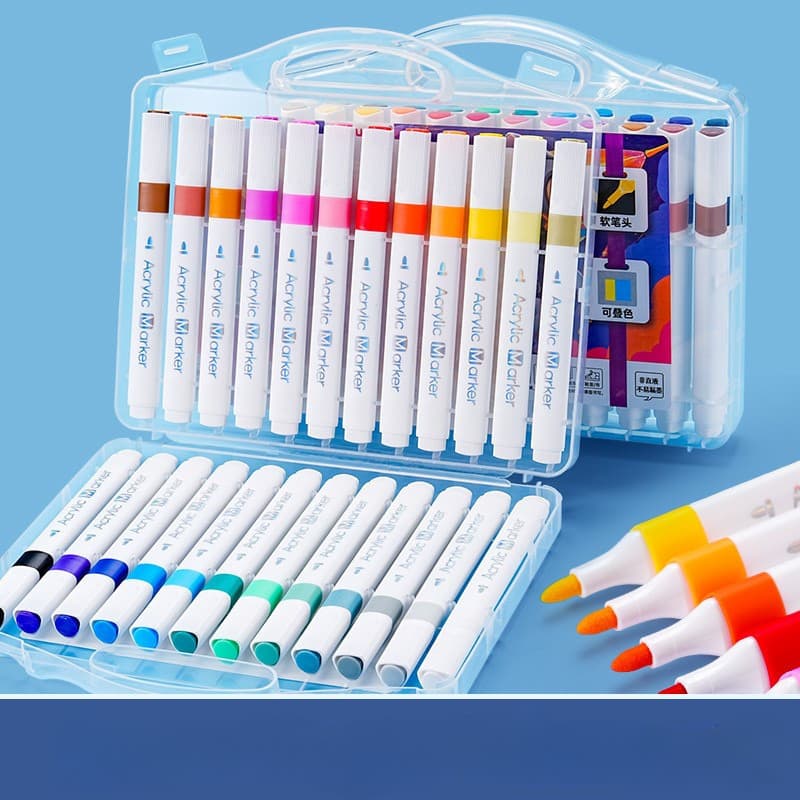 Marcadores acrílicos coloridos 24/36/48/60/80, Suave para a pele e lavável.