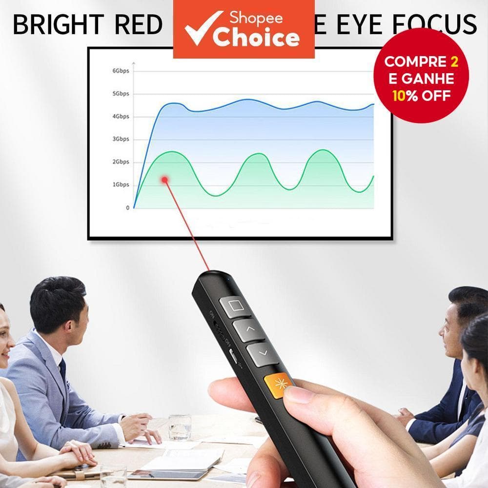 PPT Caneta Laser Vermelha De Rotação De Página 2.4G RF Apresentação Sem Fio USB Pointer Remote Control Mouse