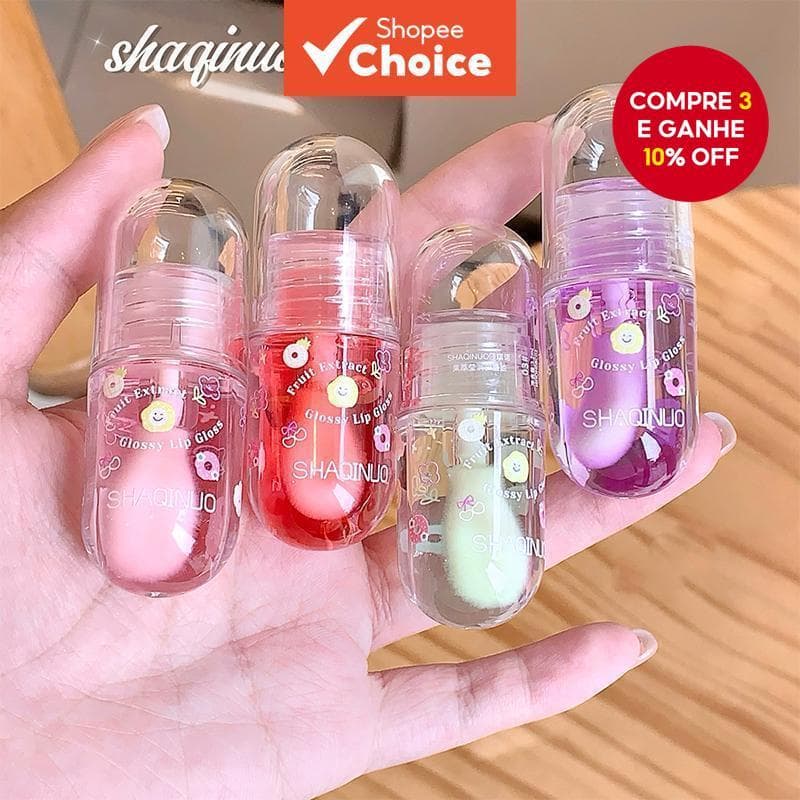  Conjunto de Óleo Labial Hidratante com Extrato de Frutas, 3 Óleos Labiais Hidratantes com Extrato de Frutas para