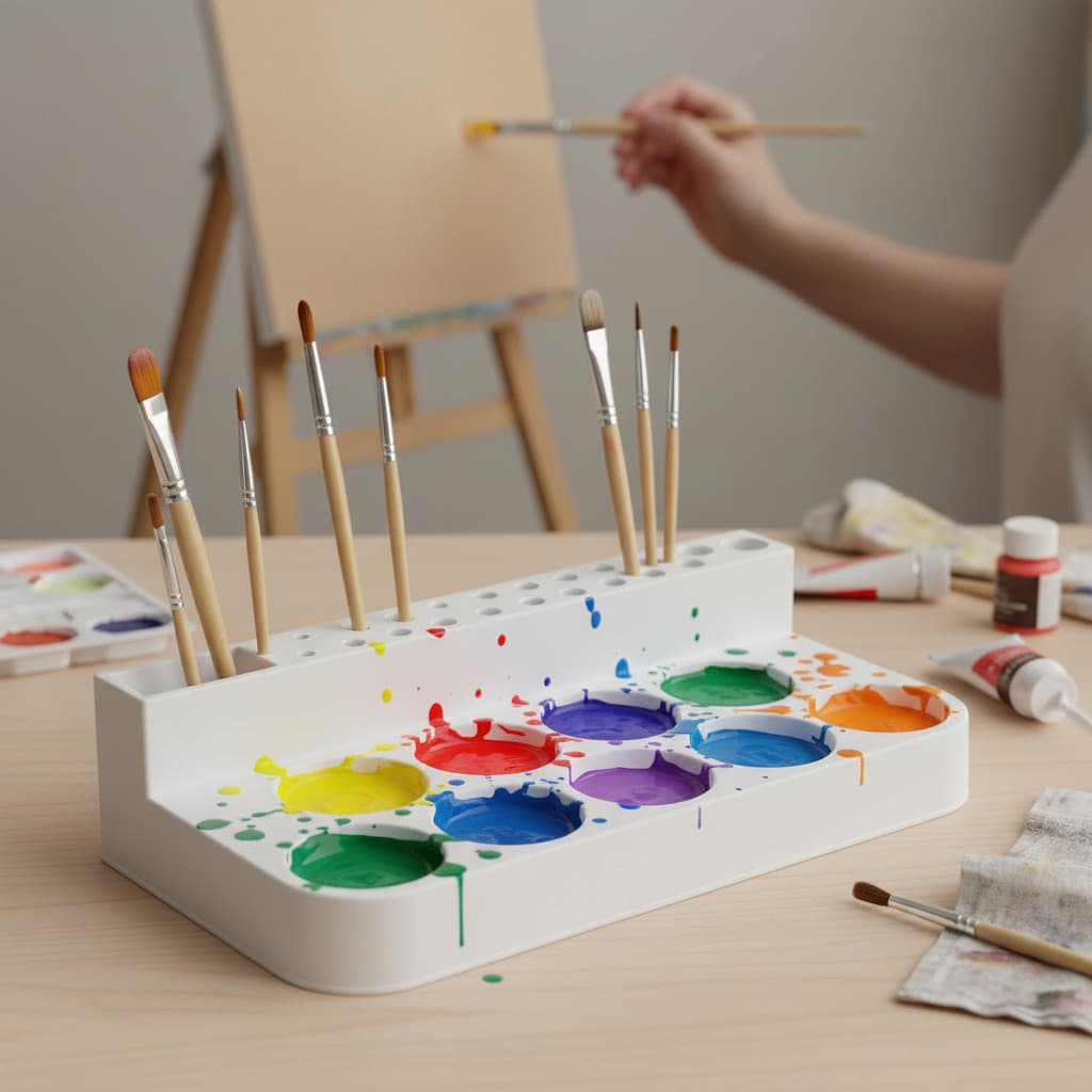 Godê Paleta Pintura Tinta Suporte Pincel 28 Compartimentos