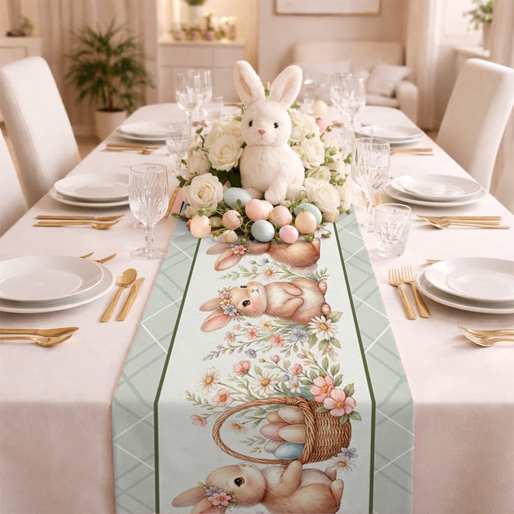 Trilho Caminho Mesa Páscoa Jogo de Mesa Tecido Sublimado