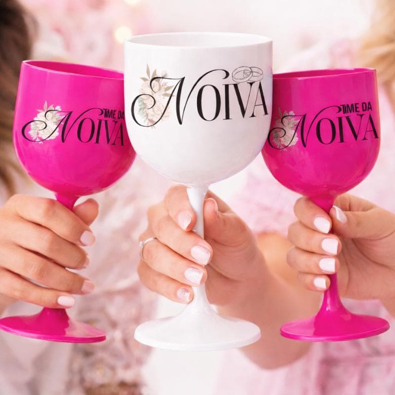 Kit Despedida de Solteira Taça Chá Lingerie Gin Taças Personalizadas Noiva Time da Noiva - Bride Team