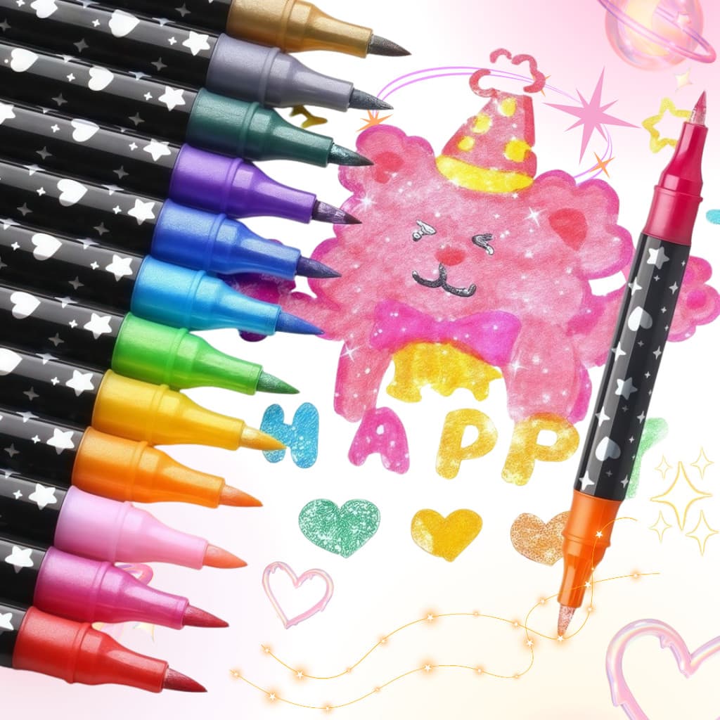 Conjunto De 12/24/36/48/72/96 Cores De Canetas De Marcação De Metal , Marcador Brilhante Colorido , Pincel Fino