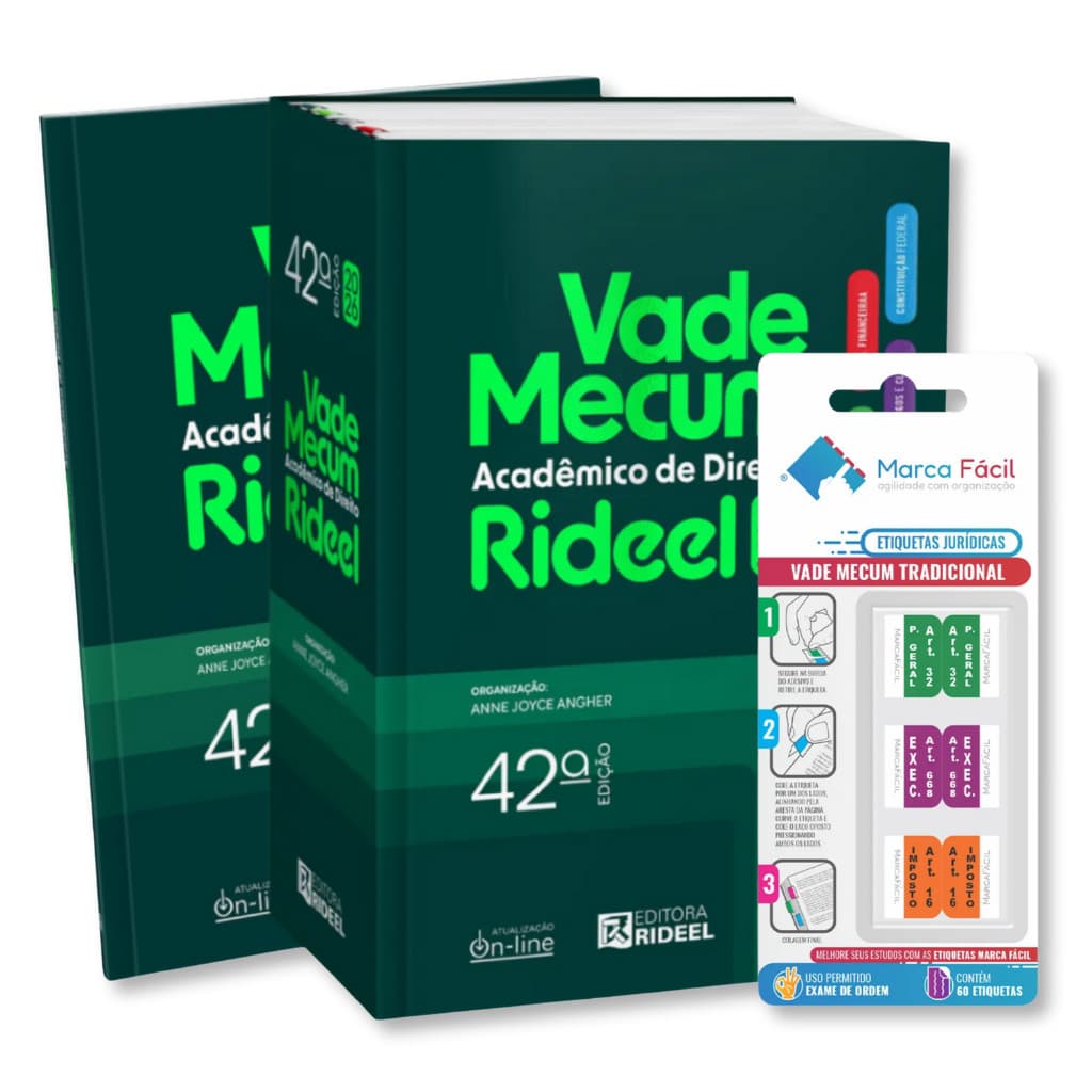 NOVO Vade Mecum Acadêmico Direito Rideel 42a Ed 2026 + Etiquetas Marca Fácil
