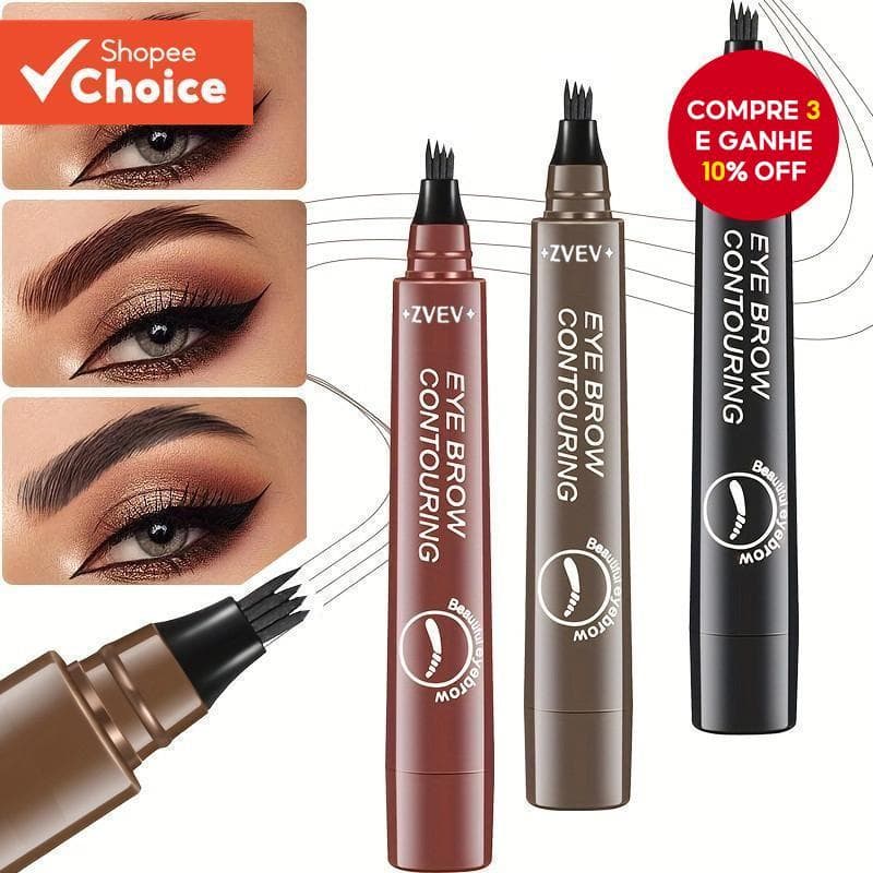 Lápis De Sobrancelha De 4 Pontas-Fórmula Sedosa À Prova D'água , Traços Naturais Semelhantes A Cabelos , De Manchas E De