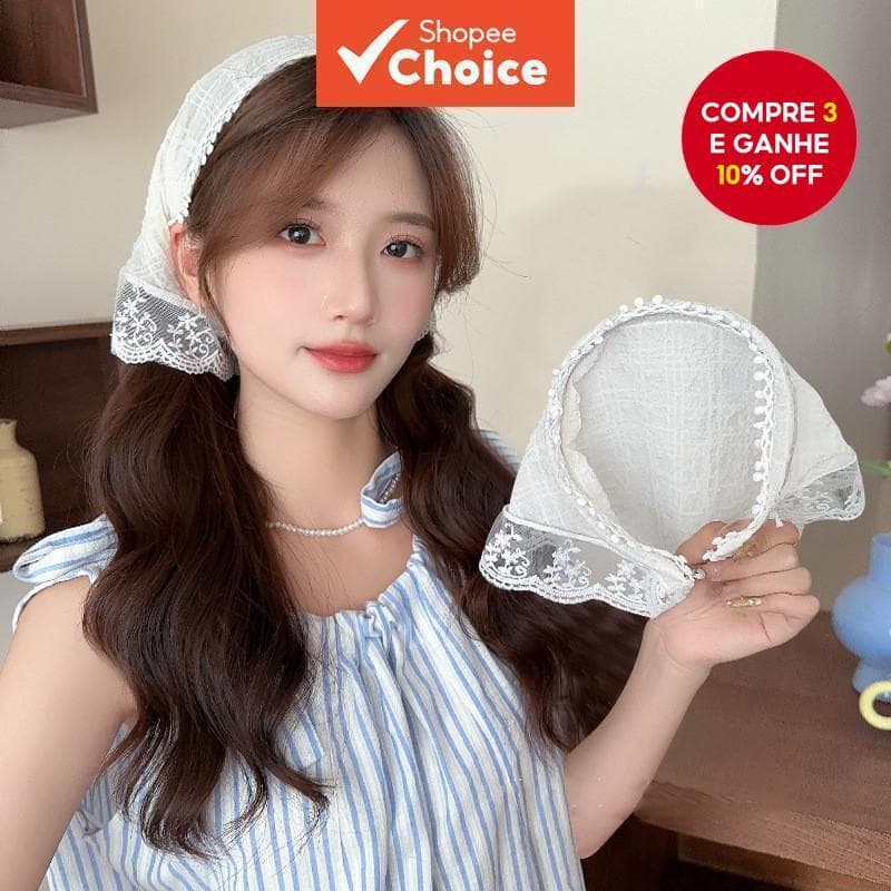 Lenço De Cabeça De Renda Francesa , Acessório De Cabelo Com Foto De Praia Para Mulheres , Faixa Boho Chique