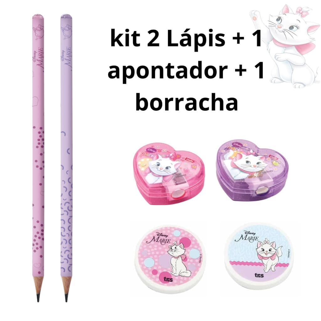 Kit Marie 2 Lápis + 1 Apontador + 1 Borracha - Tris