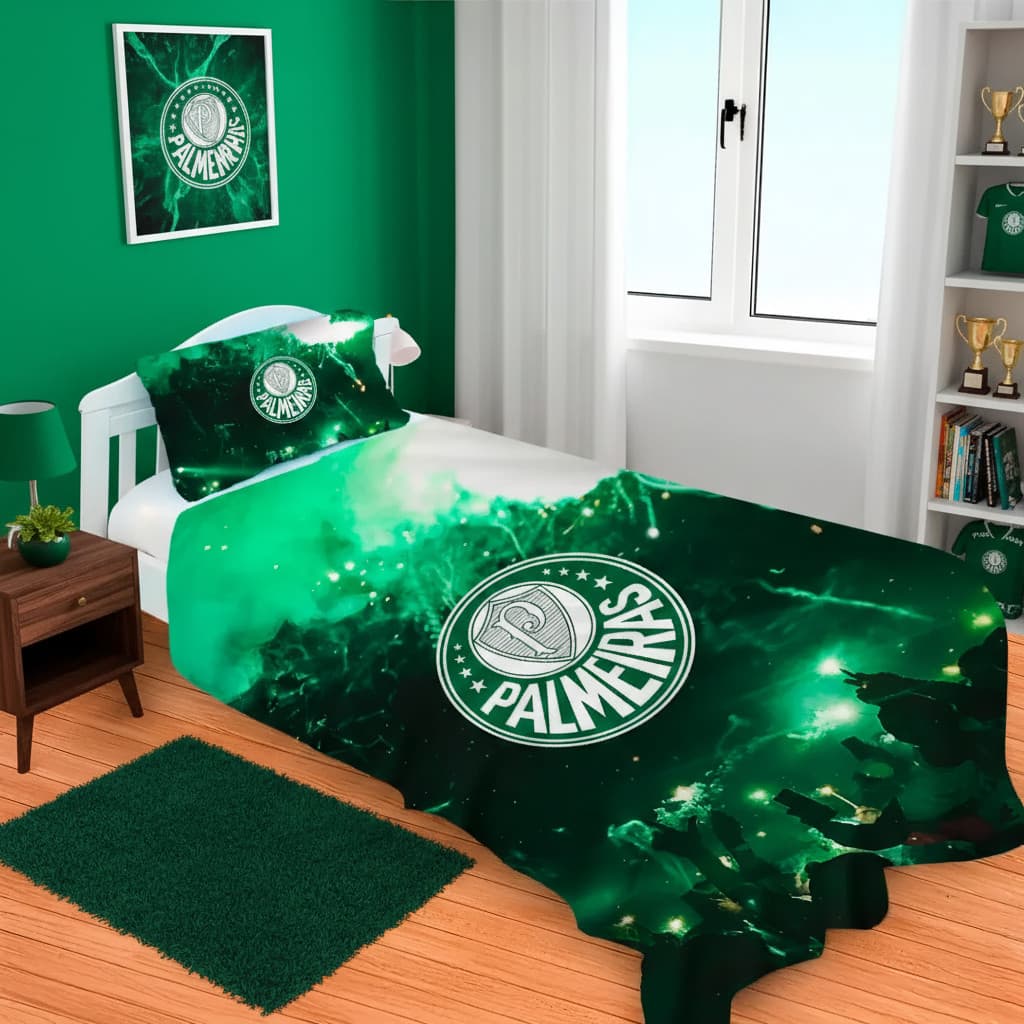 Lençol Cobre Leito Solteiro E Fronha Time Palmeiras