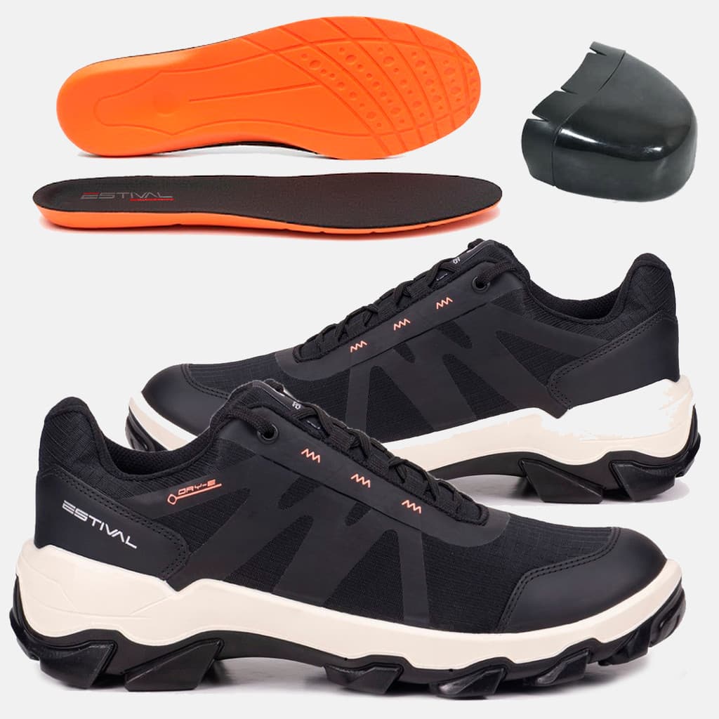 Sapato Estival de Segurança Hybrid Smart Black Estival + Palmilha PU Biqueira Composite - CA 47823/47750