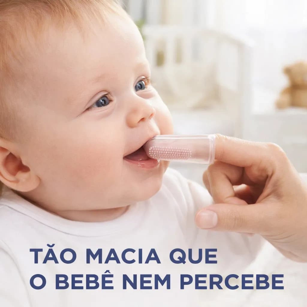 Kit 2 Unid Escova Dente Dedo Silicone Massageadora Bebê Bucal Infantil Gengiva Choro Macia Facil