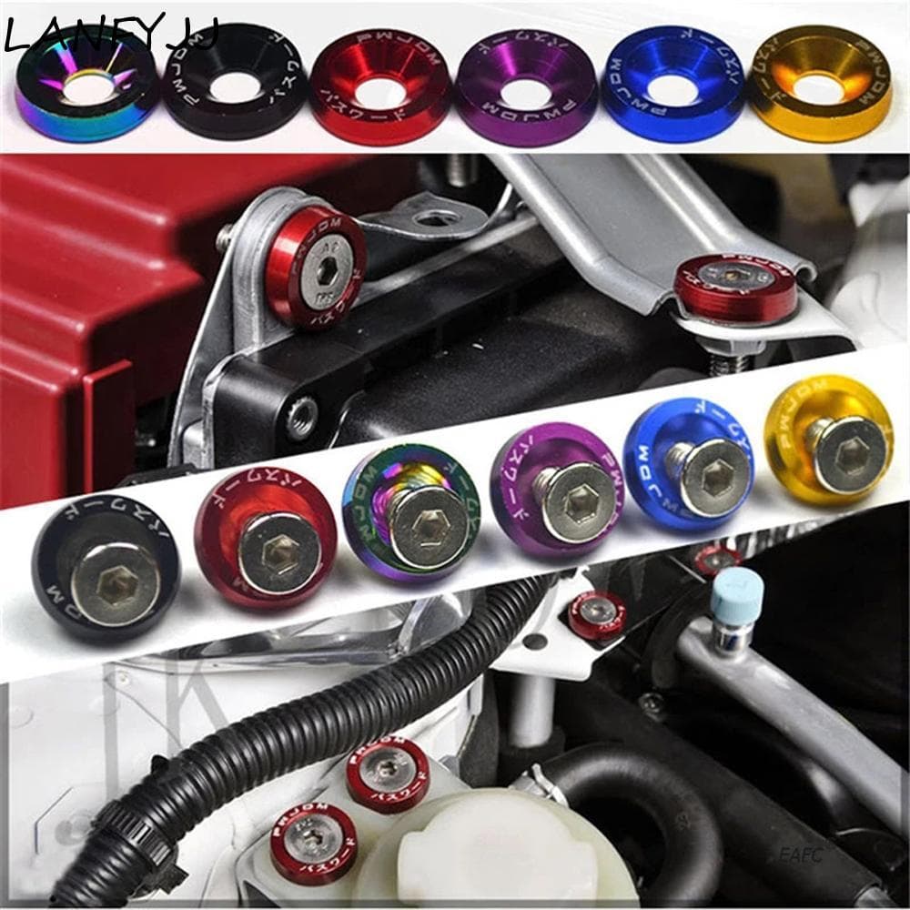 Fender LANFYJJ Arruela Modificada Para Carro , Placa Sextavada , 10 Peças ,-Choque De Estilo De Motor , Parafusos De Lic