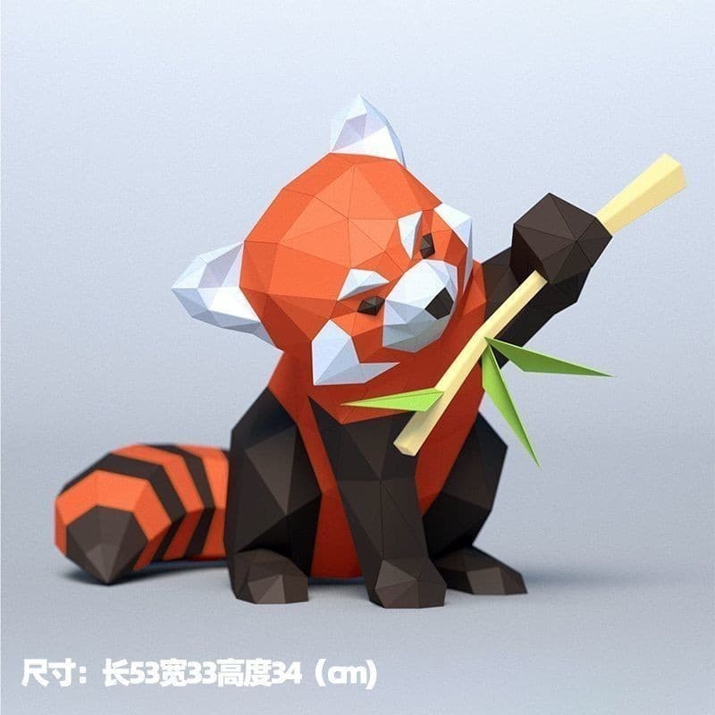 MO K2 molde de papel tridimensional bonito laranja vermelho Panda nove seções lobo artesanal DIY artesanato de papel dec