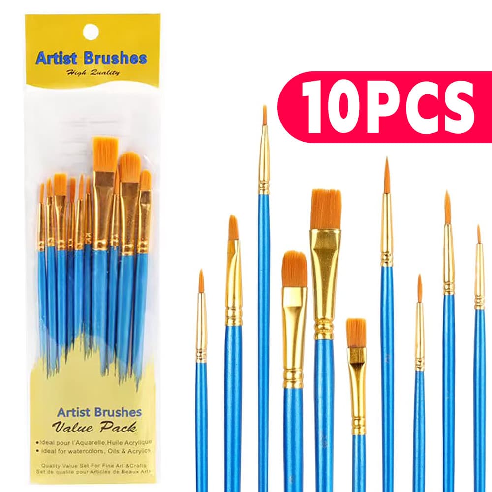 Kit Pincéis Artísticos - Cerdas Macias Nylon para Pintura em Tela
