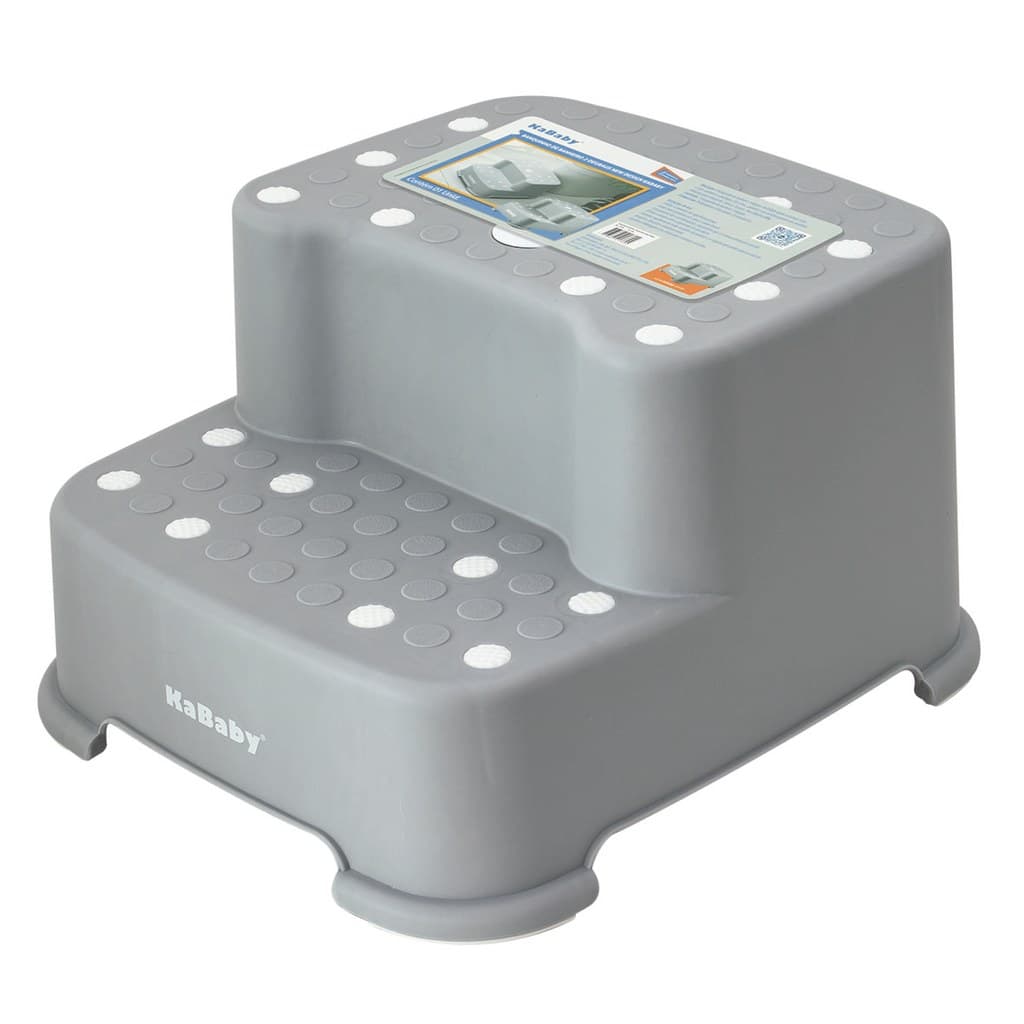 Banquinho De Banheiro Infantil 2 Degraus Antiderrapante Cinza Kababy