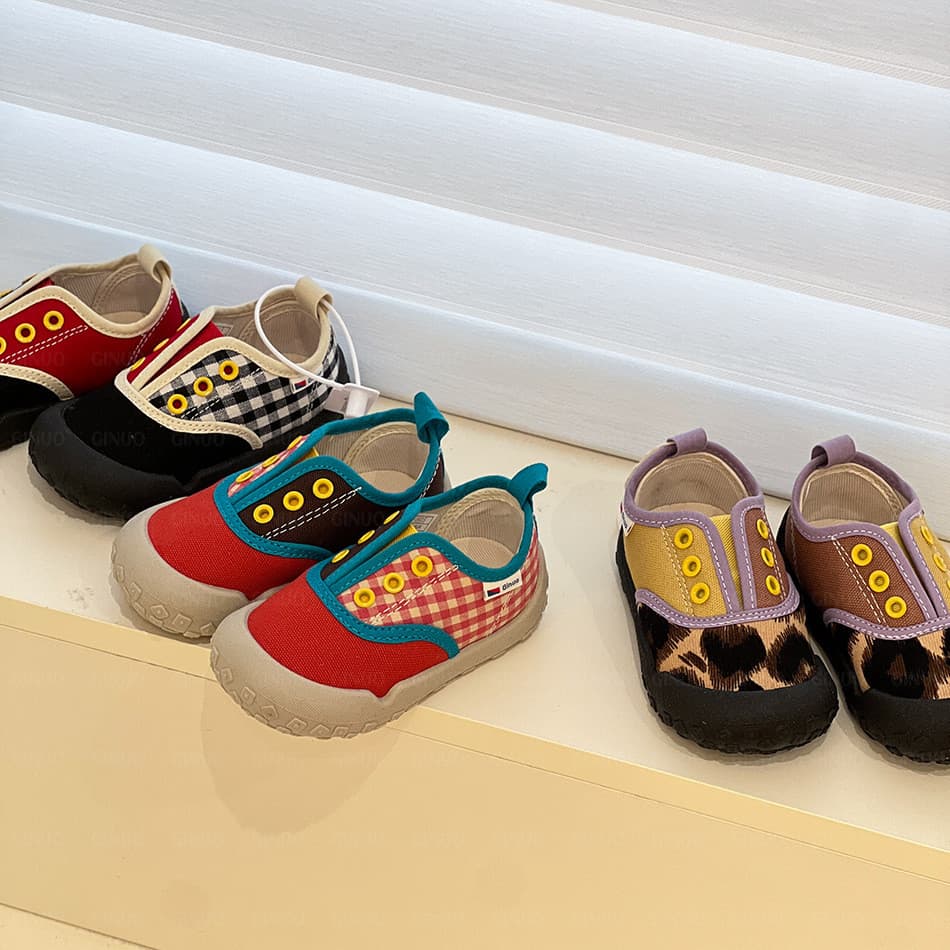 {22-31 tamanho} primavera outono deslizamento-em sapatos de lona versão coreana costura contraste cor tênis infantis men