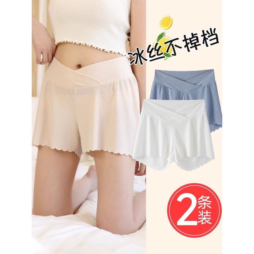 Calças de segurança para maternidade Anti-reflexo verão estilo fino exterior usar saia combinando seda gelo solto Shorts