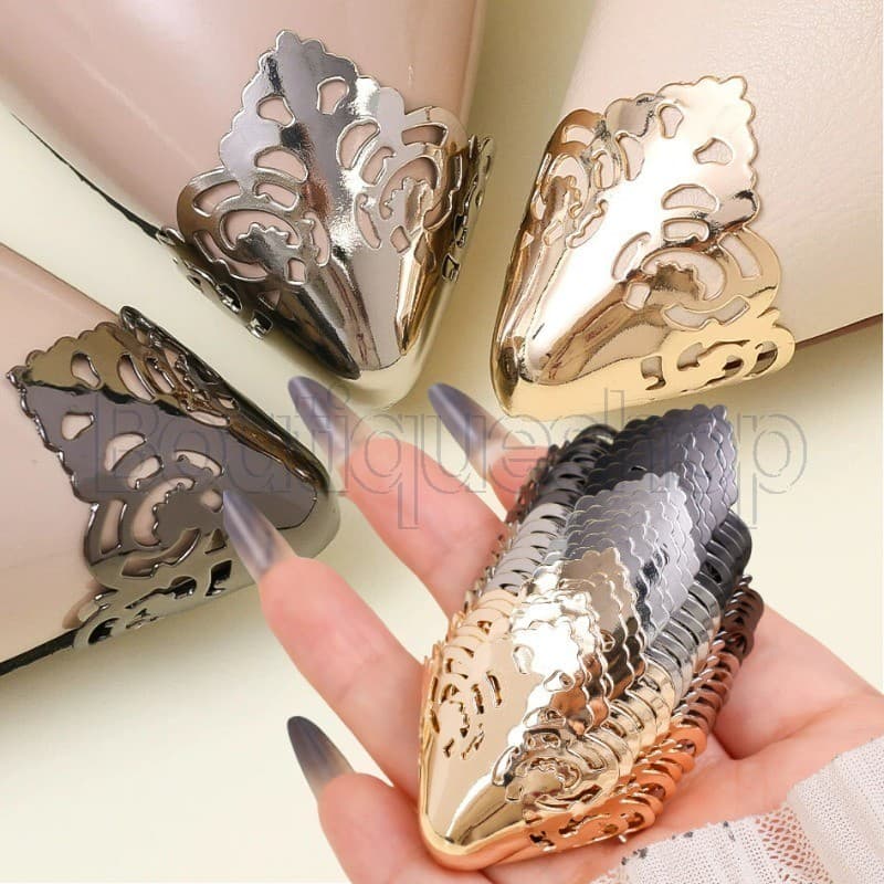 Mangas De Proteção De Cabeça De Sapatos-Pontas De Salto Alto Cornule De Metal-Protetor De Dedos Anti-Chute-Boné De Couro