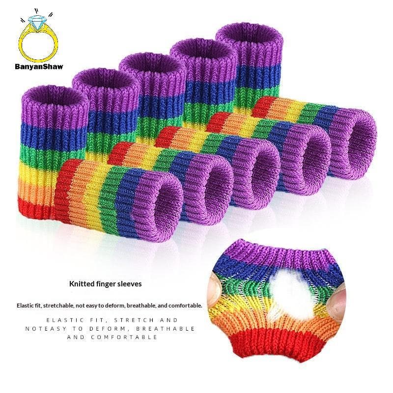 [BANY] 10Pcsfortable Rainbow Finger Brace Tala Manga Protetor De Suporte De Polegar Estabilizadores Elásticos Respirávei