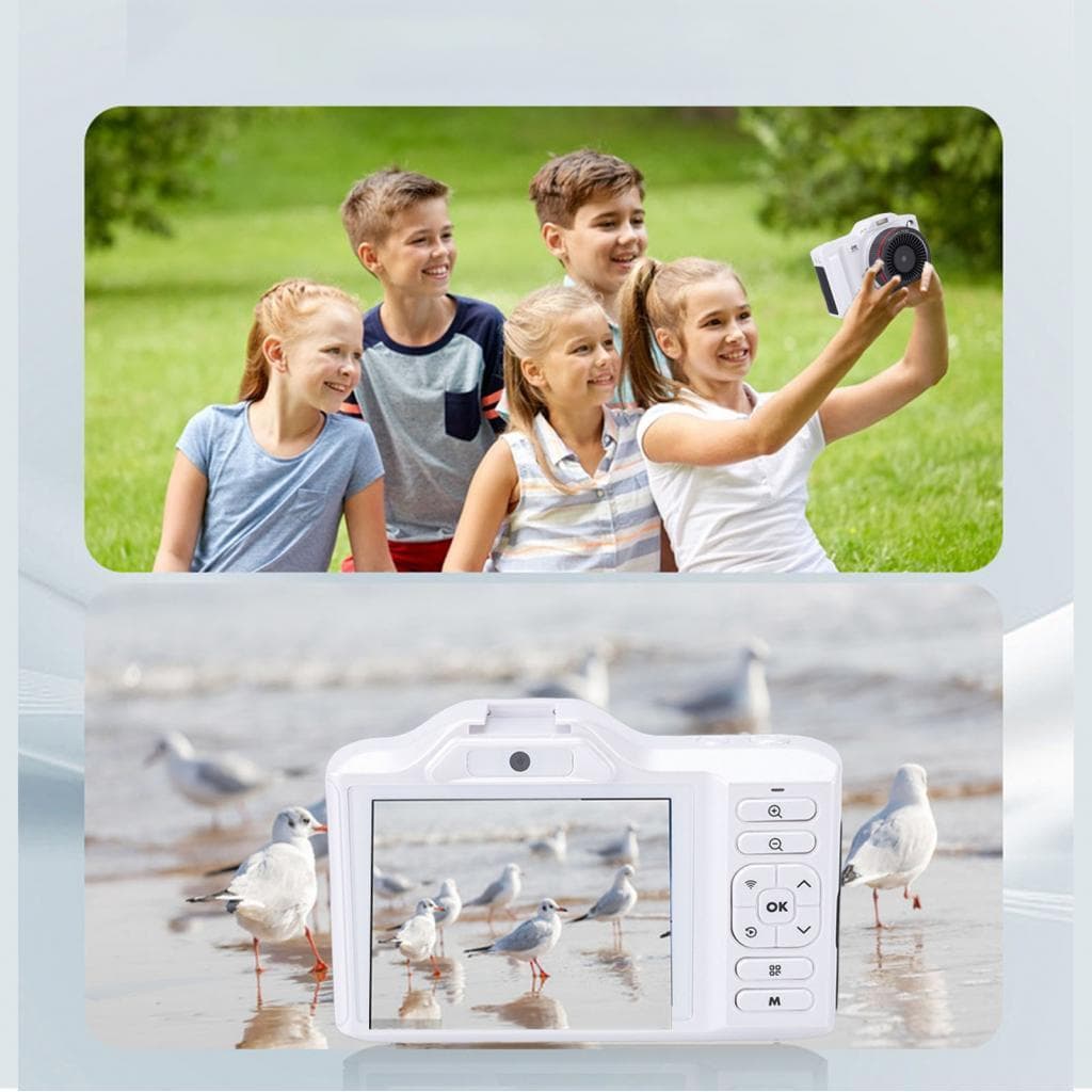 Câmera 4K 64MP para fotografia WiFi com foco automático Dual 18X Zoom digital 1200mAh Bateria Travel