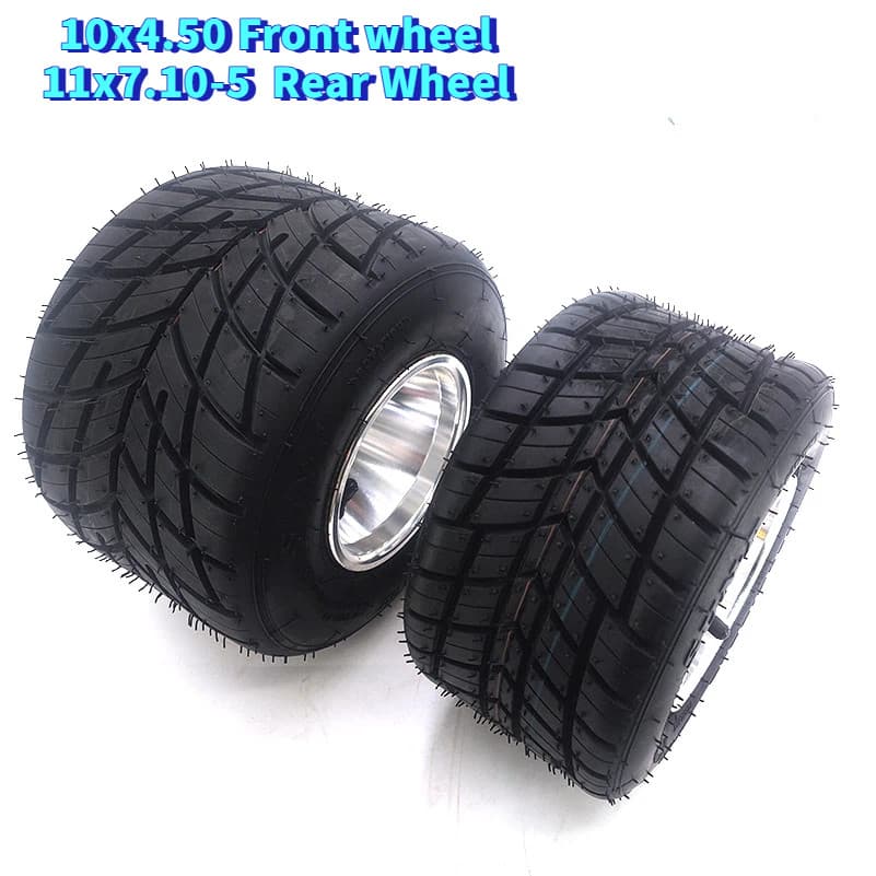 Go Kart Corrida Pneus De Chuva Rodas DIY Karting Frente 10x4.50-5 Traseiro 11x7.10 Pneu De Vácuo De Estrada Com Cubo De 